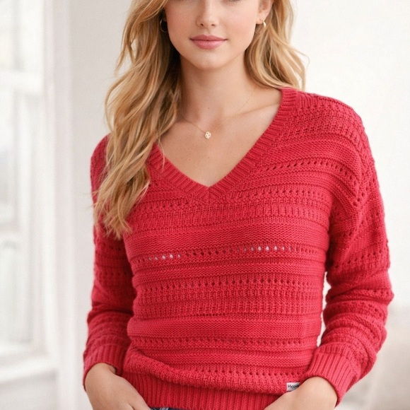 abercrombie kids Other - Abercrombie Kids 13/14 Pink V Neck Knit Sweater Pointelle (fits adult XS )